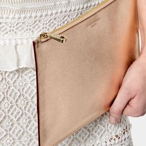 JULES KAE || Full Zip Clutch Bag in Copper Metallic Gold ⭐️NWT⭐️